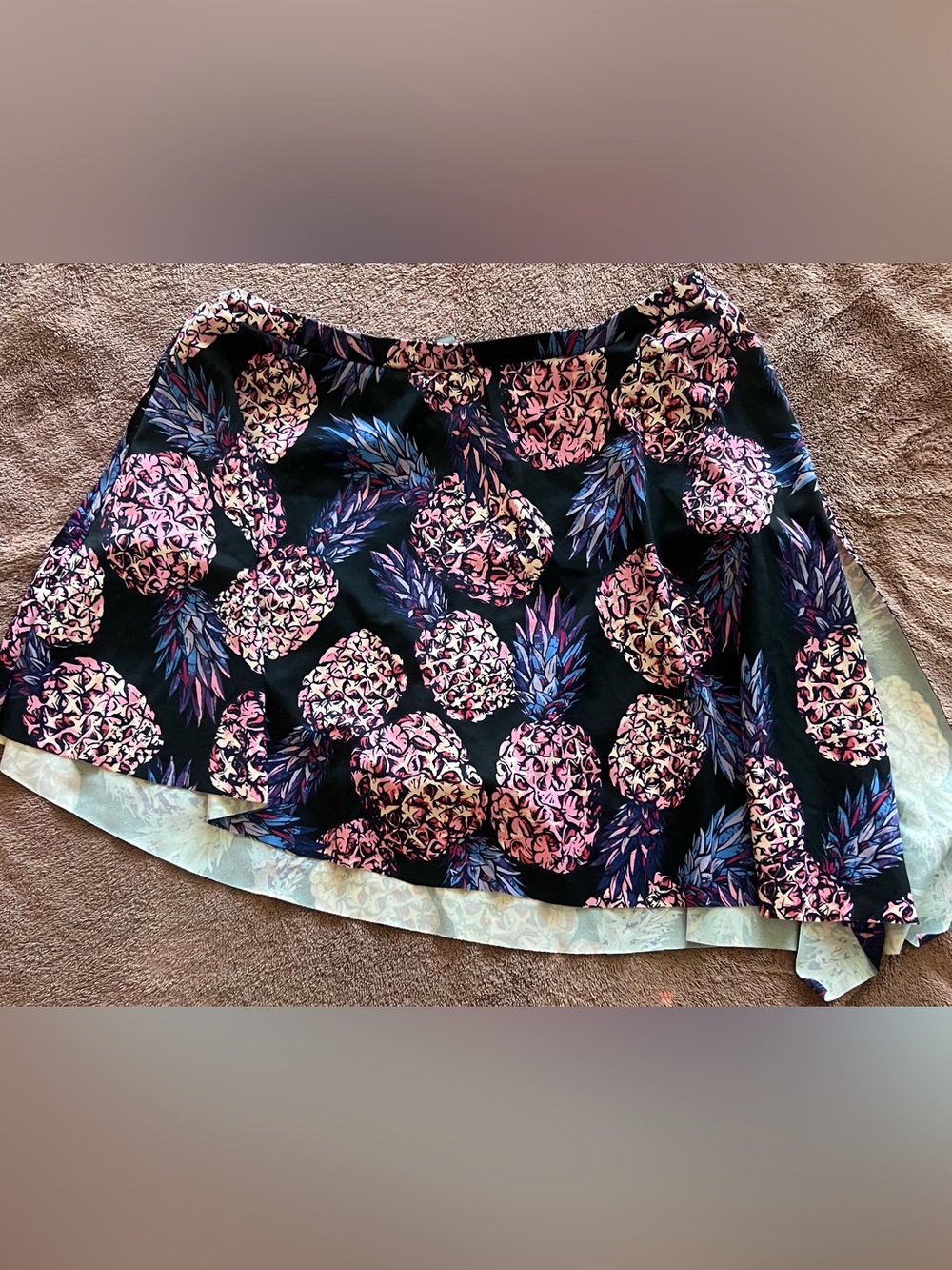 torrid Black Swim Skirt with Pink & Blue Pineapple Print - Picture 2 of 6